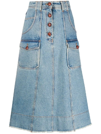 Shop Philosophy Di Lorenzo Serafini A-line Denim Skirt In Blue