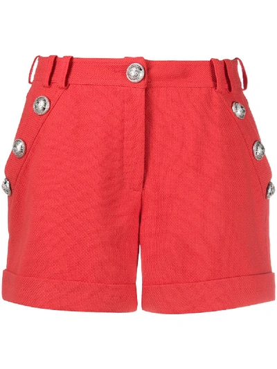 Shop Balmain Decorative Buttons Shorts In Orange