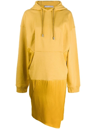 Shop Fenty Dual-fabric Hoodie Dress In Yellow