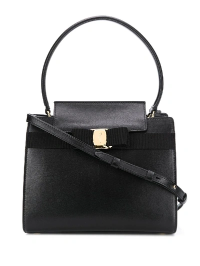 Shop Ferragamo Bow-embellished Tote Bag In Black