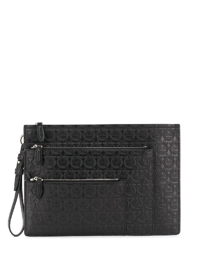 Shop Ferragamo Gancini Clutch In Black