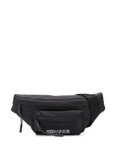 Shop Marcelo Burlon County Of Milan Logo-print Belt Bag In Black