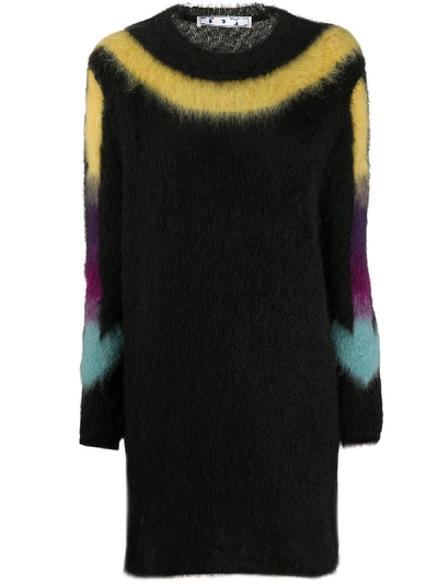 Shop Off-white Arrows Fuzzy Knitted Dress In Black