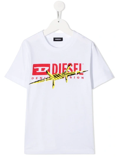Shop Diesel Barbed Wire-print T-shirt In White