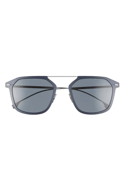 Shop Hugo Boss 55mm Polarized Square Sunglasses In Matte Ruthenium