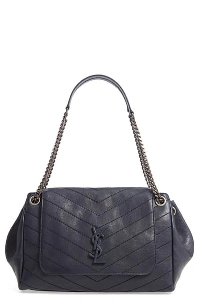 Shop Saint Laurent Medium Nolita Leather Shoulder Bag In Marine