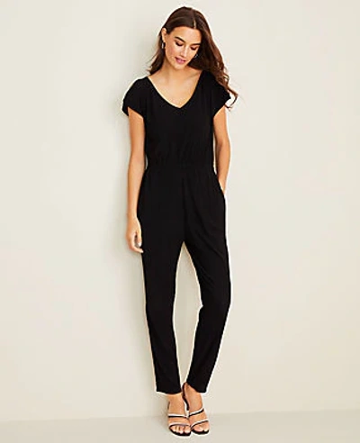 Shop Ann Taylor Slit Sleeve Jumpsuit In Black