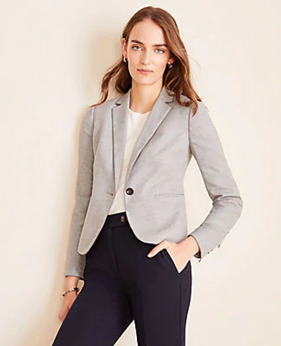 Shop Ann Taylor Piped Flannel Blazer Size 10 Grey Multi Women's