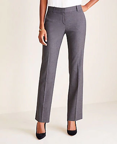 Shop Ann Taylor The Petite Straight Pant In Tropical Wool In Gravel Melange