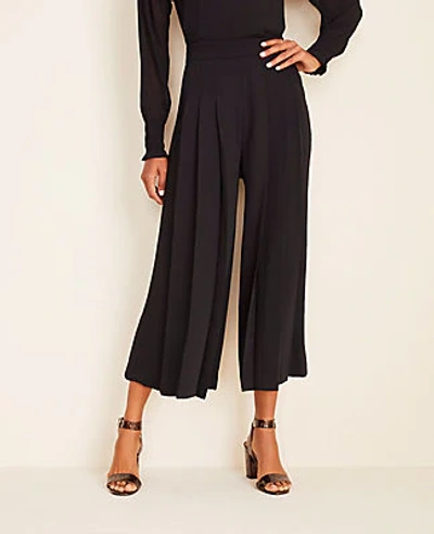 Shop Ann Taylor The Petite Pleated Wide Leg Crop Pant In Black