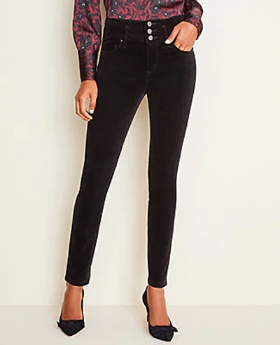 Shop Ann Taylor Petite High Rise 5-pocket Velvet Pants - Curvy Fit In Black