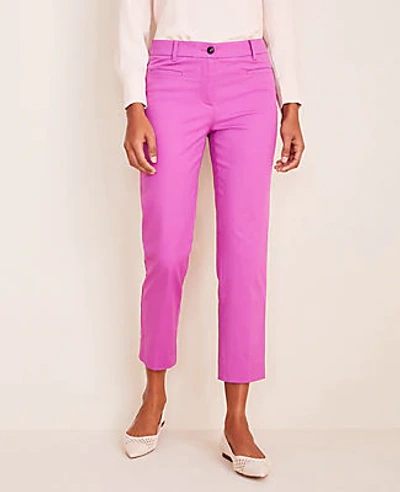 Shop Ann Taylor The Petite Cotton Crop Pant - Curvy Fit In Purple Verbena