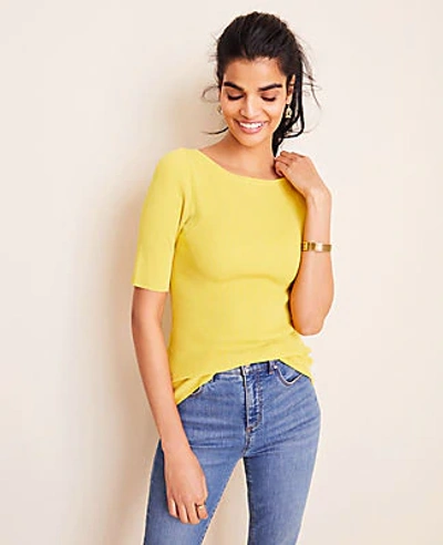 Shop Ann Taylor Boatneck Perfect Pullover In Daffodil