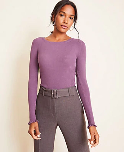Shop Ann Taylor Seasonless Yarn Perfect Pullover Size Xs Plum Dream Women's