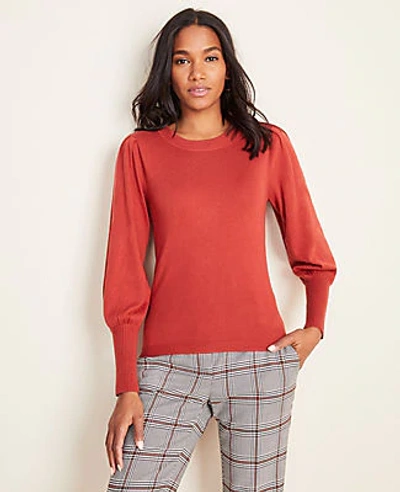 Shop Ann Taylor Balloon Sleeve Sweater Size M Red Ochre Women's