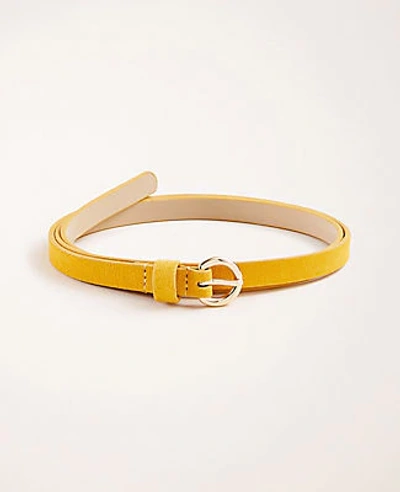 Shop Ann Taylor Suede Skinny Belt In Yellow Gold