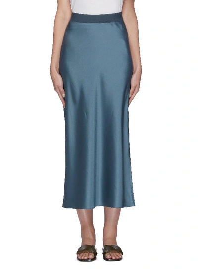 Shop Theory Elastic Waistband Maxi Slip Skirt In Blue