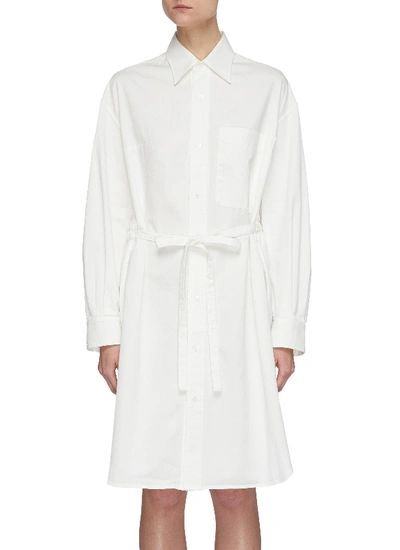 Shop R13 Belted Oversized Button Up Shirt Dress In White