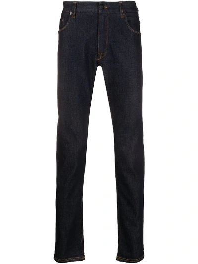 Shop Fendi Rear Ff Motif Detail Jeans In Blue