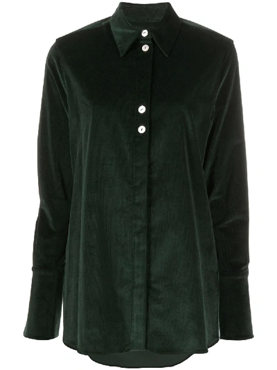 Shop Victoria Victoria Beckham Pinstriped Long-sleeve Shirt In Green