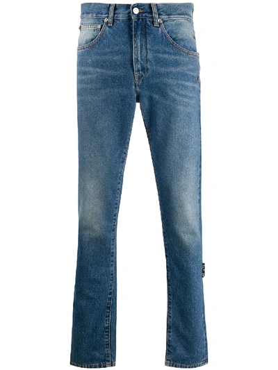 Shop Off-white Diagonal Stripes Straight-leg Jeans In Blue