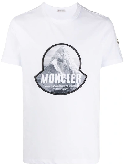 Shop Moncler Logo-print Cotton T-shirt In White