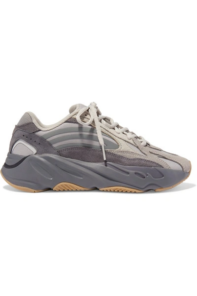 Shop Adidas Originals Yeezy Boost 700 V2 Mesh, Suede And Leather Sneakers In Gray