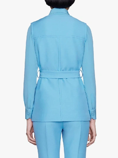 Shop Gucci Patch-pocket Belted Vest In Blue