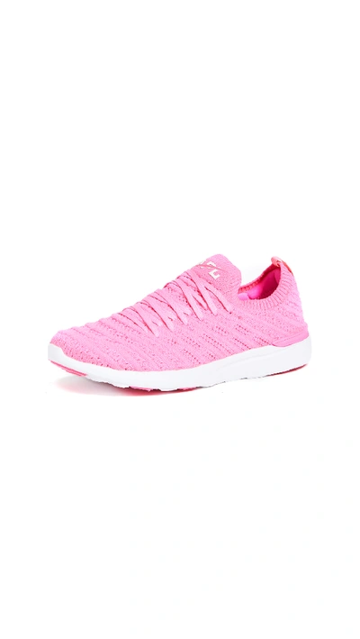 Shop Apl Athletic Propulsion Labs Techloom Wave Sneakers In Fusion Pink/white