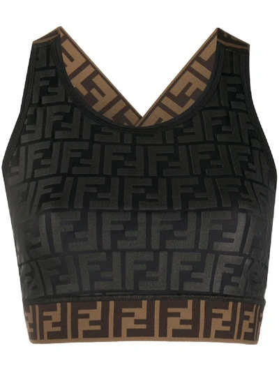 Shop Fendi Ff Print Vest Top In Black