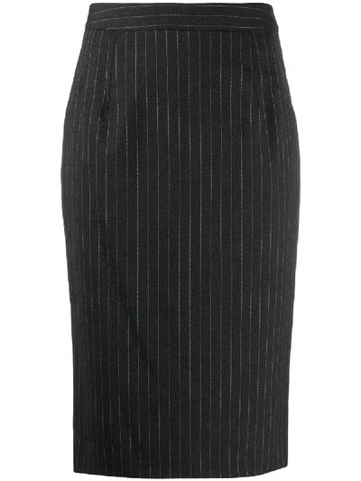 Shop Dolce & Gabbana Pinstriped Pencil Skirt In Black