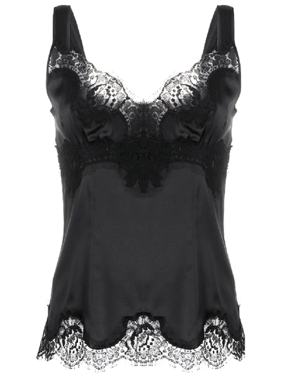 Shop Dolce & Gabbana Lace Trim Tank Top In Black