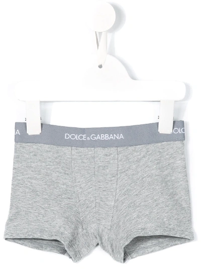 Shop Dolce & Gabbana Logo Boxer Shorts In Grey