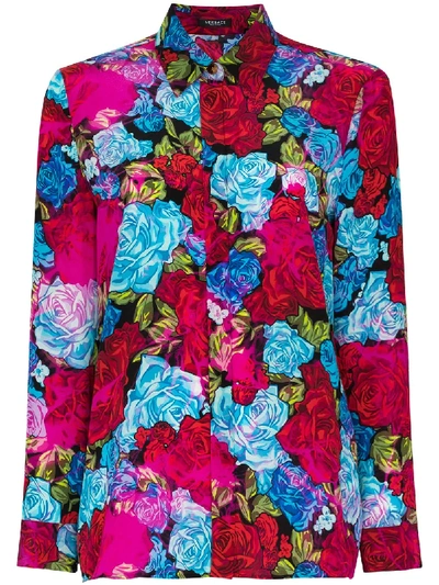 Shop Versace Floral-print Silk Shirt In Multicolour