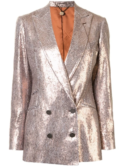 Shop Maurizio Miri Sequinned Double-breasted Jacket In Metallic