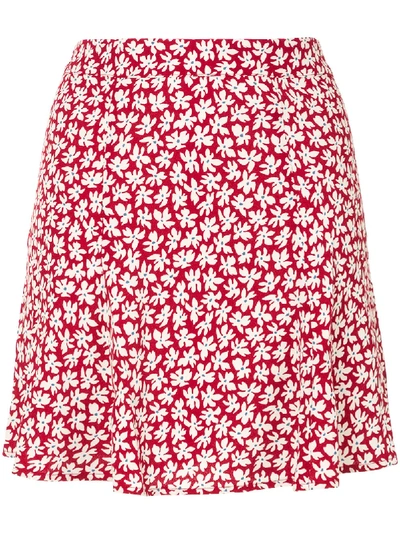 Shop Reformation Flounce Mini Skirt In Red