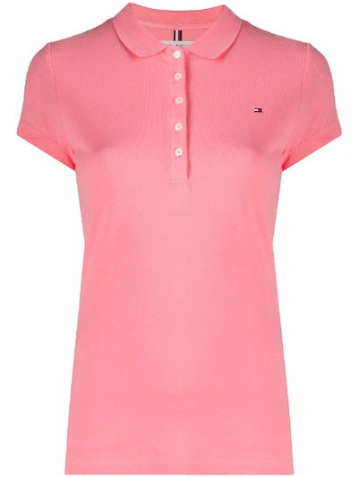 Shop Tommy Hilfiger Logo Embroidered Polo Shirt In Pink