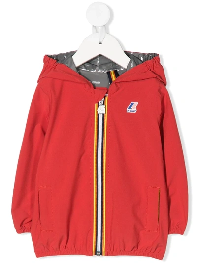 Shop K-way Teen Zip Hooded Jacket In Red