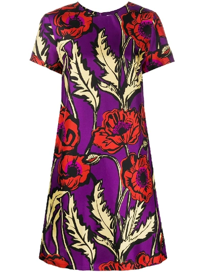 Shop La Doublej Swing Big Blooms-print Dress In Purple