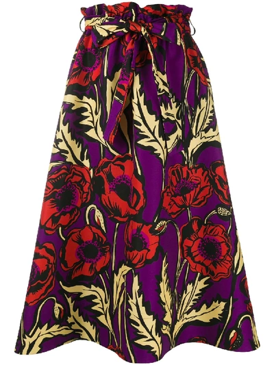 Shop La Doublej Sardegna Big Blooms-print Skirt In Purple
