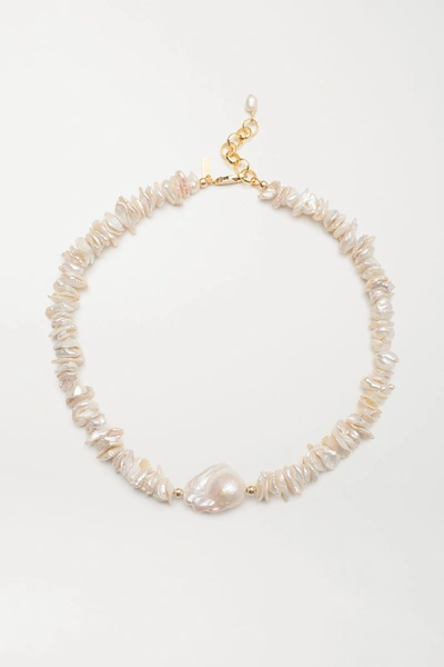Shop Eliou Pommeline Gold-plated Pearl Necklace In White