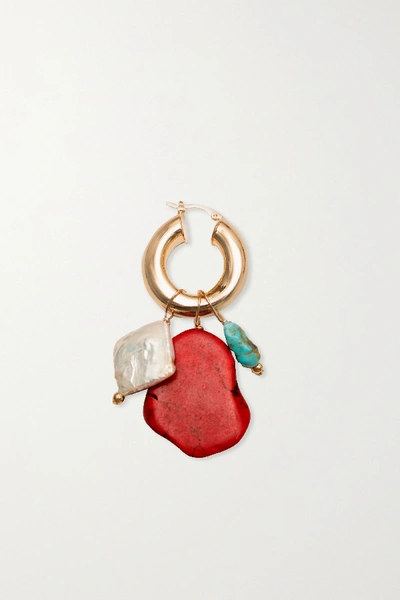 Shop Eliou Proust Gold-plated Howlite, Pearl And Turquoise Earring