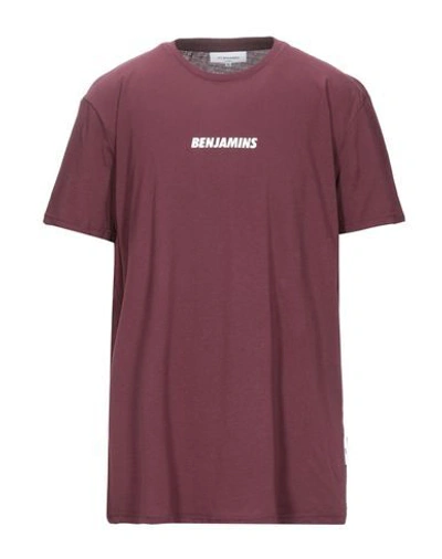 Shop Les Benjamins T-shirts In Maroon