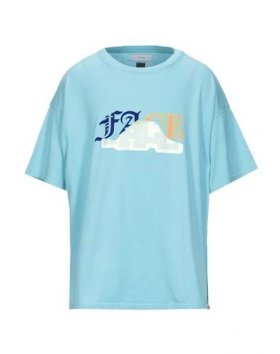 Shop Facetasm T-shirts In Sky Blue