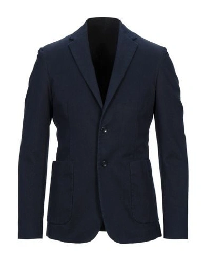 Shop Dondup Man Suit Jacket Midnight Blue Size 38 Cotton, Polyester, Elastane