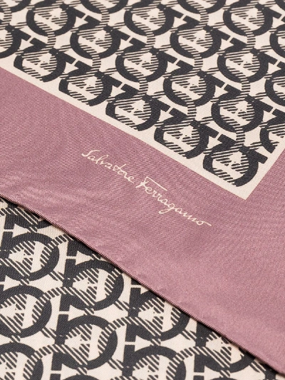 Shop Ferragamo Pink Gancini Silk Scarf In Black