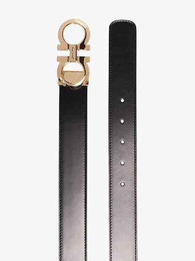 Shop Ferragamo Black Gancini Reversible Leather Belt