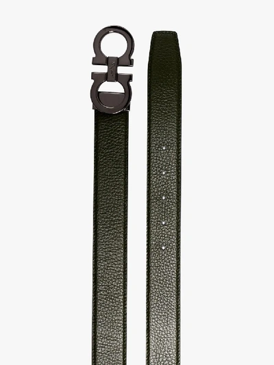 Shop Ferragamo Green Gancini Reversible Leather Belt