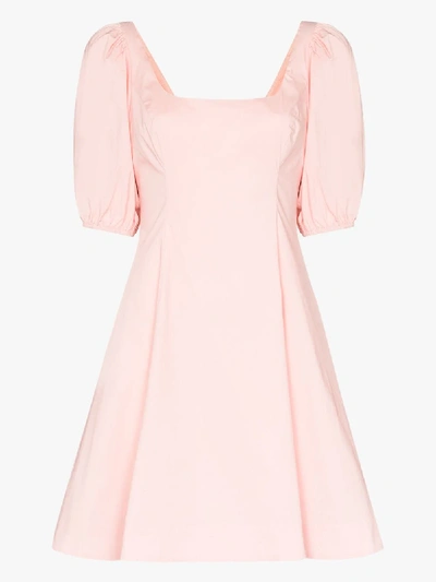 Shop Staud Puff Sleeve Dress In Pink