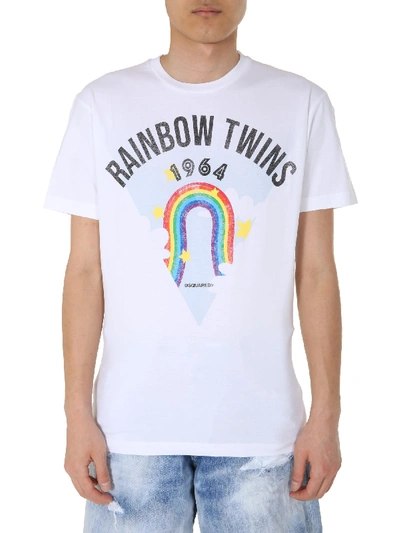 Shop Dsquared2 Rainbow T-shirt In Bianco